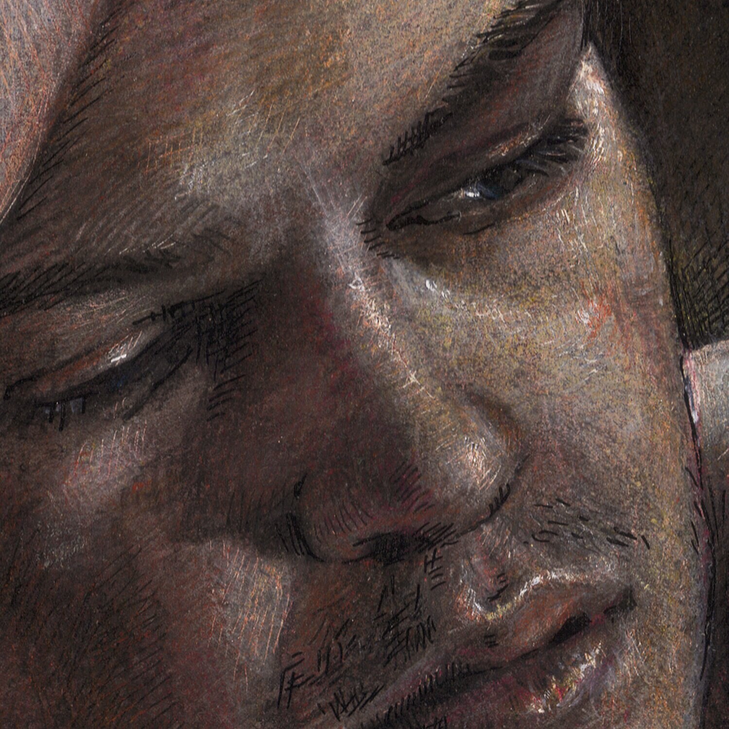 "Two O'Clock" Original Mixed-Media Work on Paper