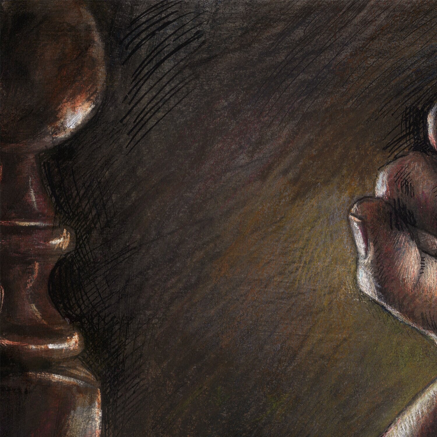 "Two O'Clock" Original Mixed-Media Work on Paper