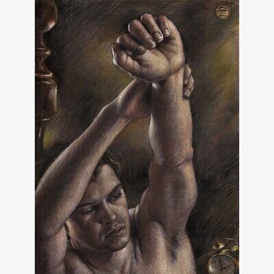 &quot;Two O&#39;Clock&quot; Original Mixed-Media Work on Paper