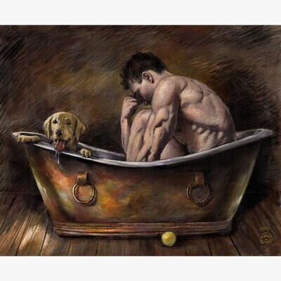 &quot;The Protector&quot; Original Mixed-Media Work on Paper