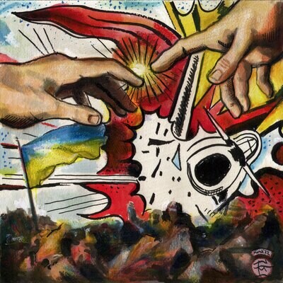 "A Doodled Dream of God Intervening in Ukraine" Original Work on Paper