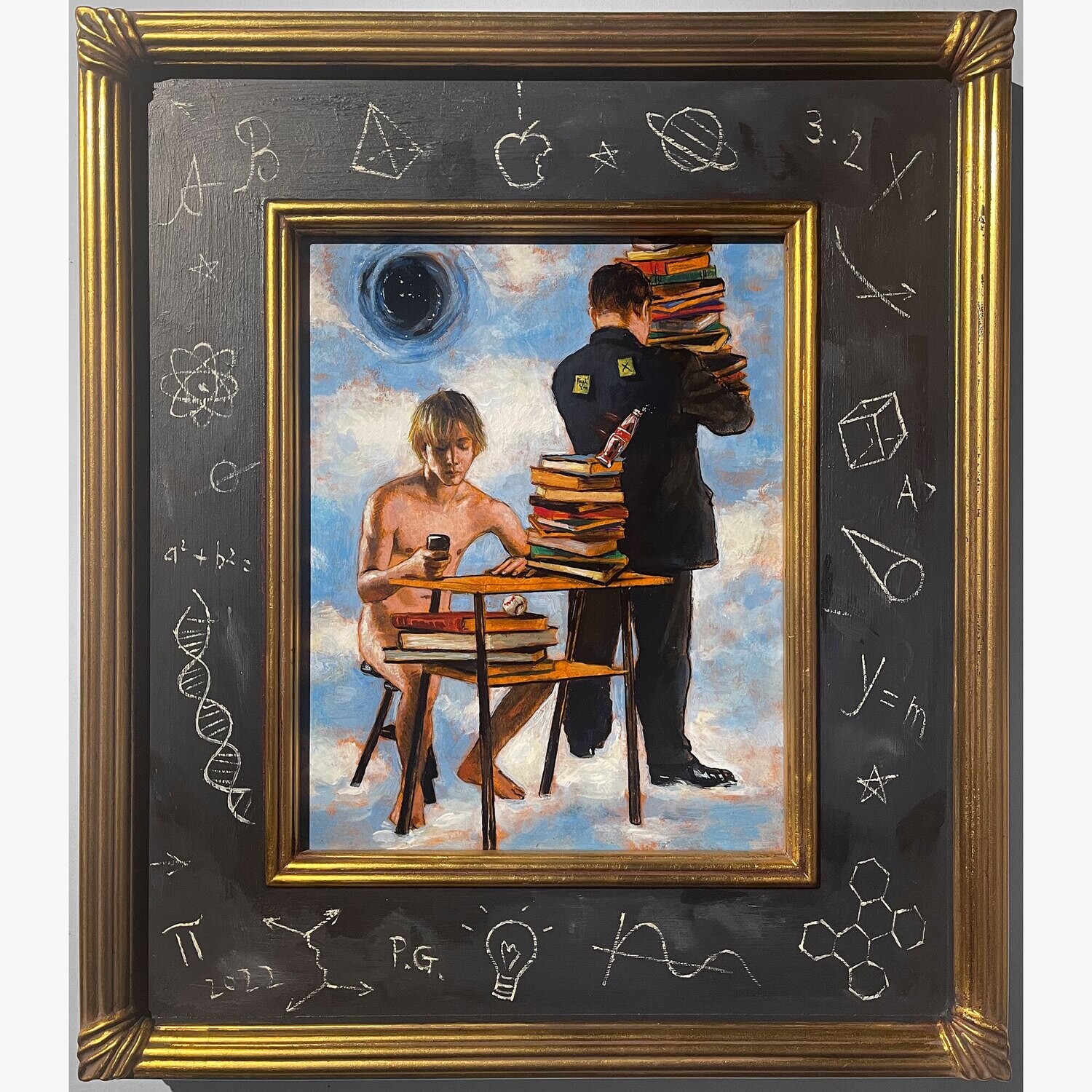 "Old School" Original Painting on Panel with Integral Frame