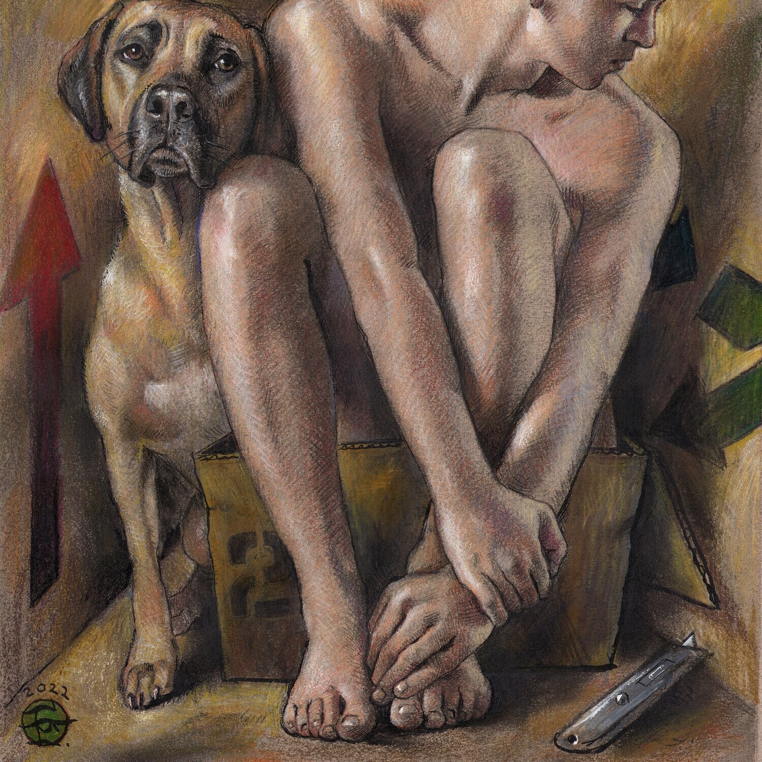 "Hiding" Original Mixed-Media Work on Paper | Free Shipping Worldwide