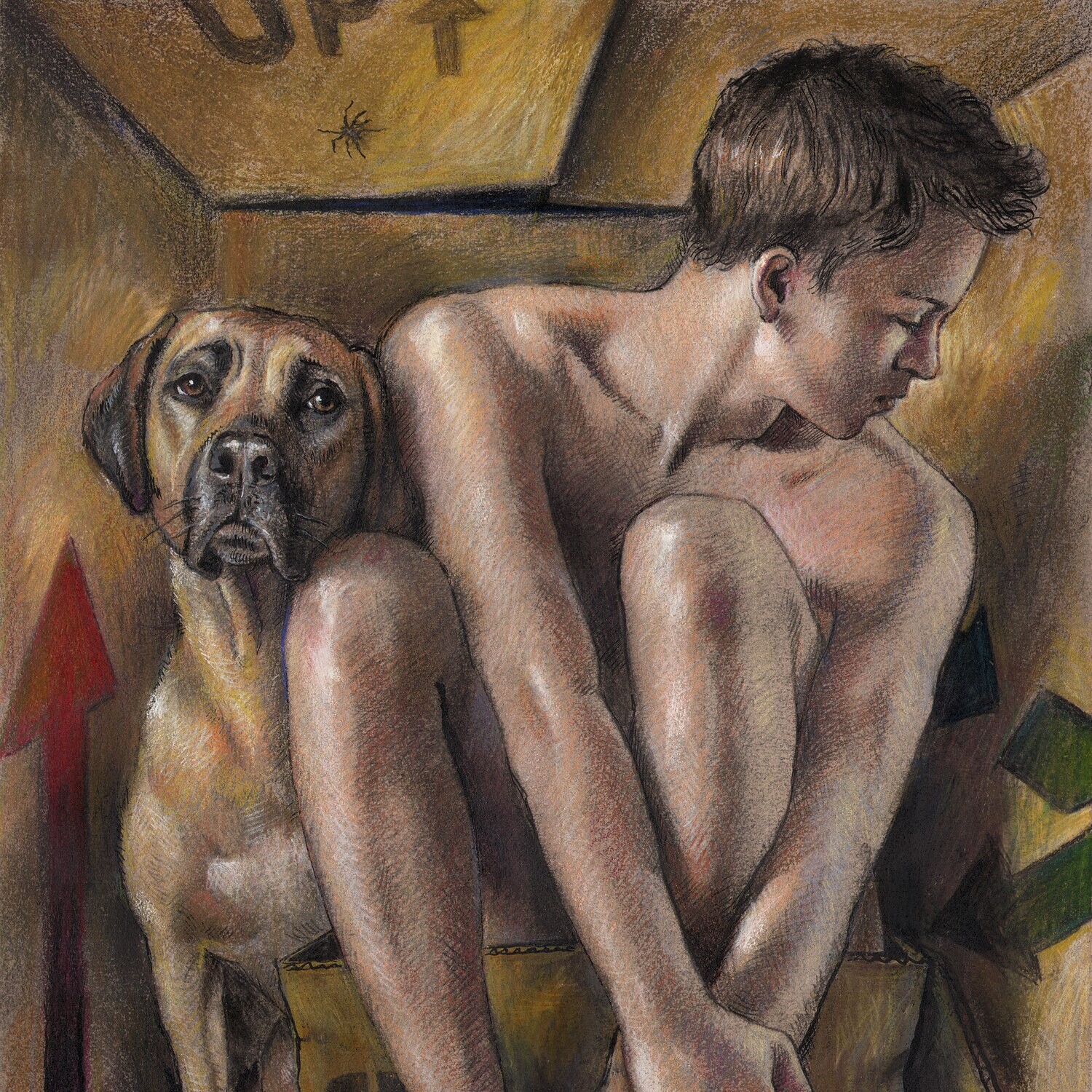 "Hiding" Original Mixed-Media Work on Paper | Free Shipping Worldwide