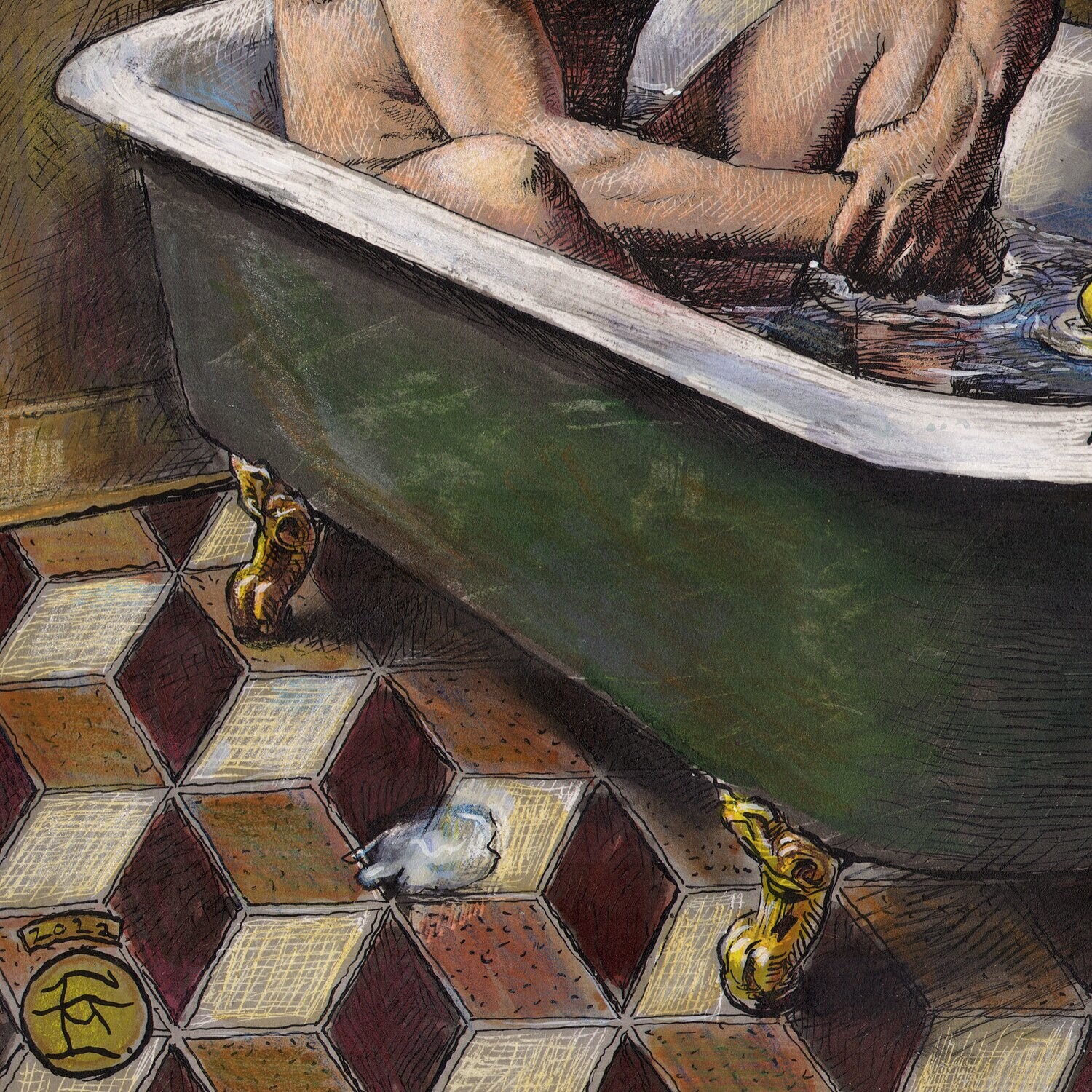 "The Disconnect" Original Mixed-Media Work on Paper | Free Shipping Worldwide