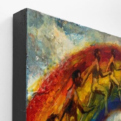 Untitled (Landscape with Figures Inspired by Muybridge) Original Painting on Panel | Free Shipping Worldwide