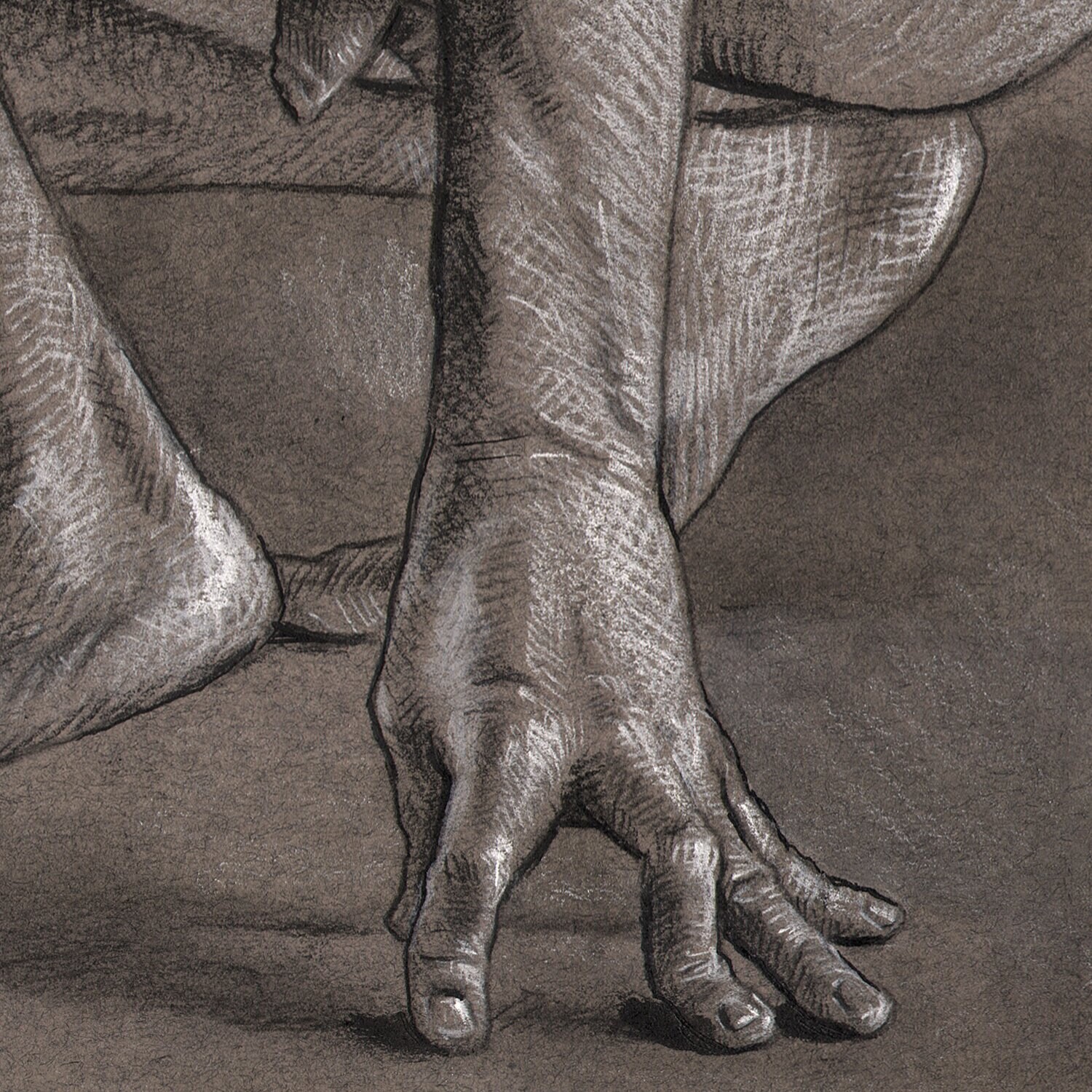 "The Thinker" Original Charcoal Drawing with Optional Frame | Free Shipping Worldwide