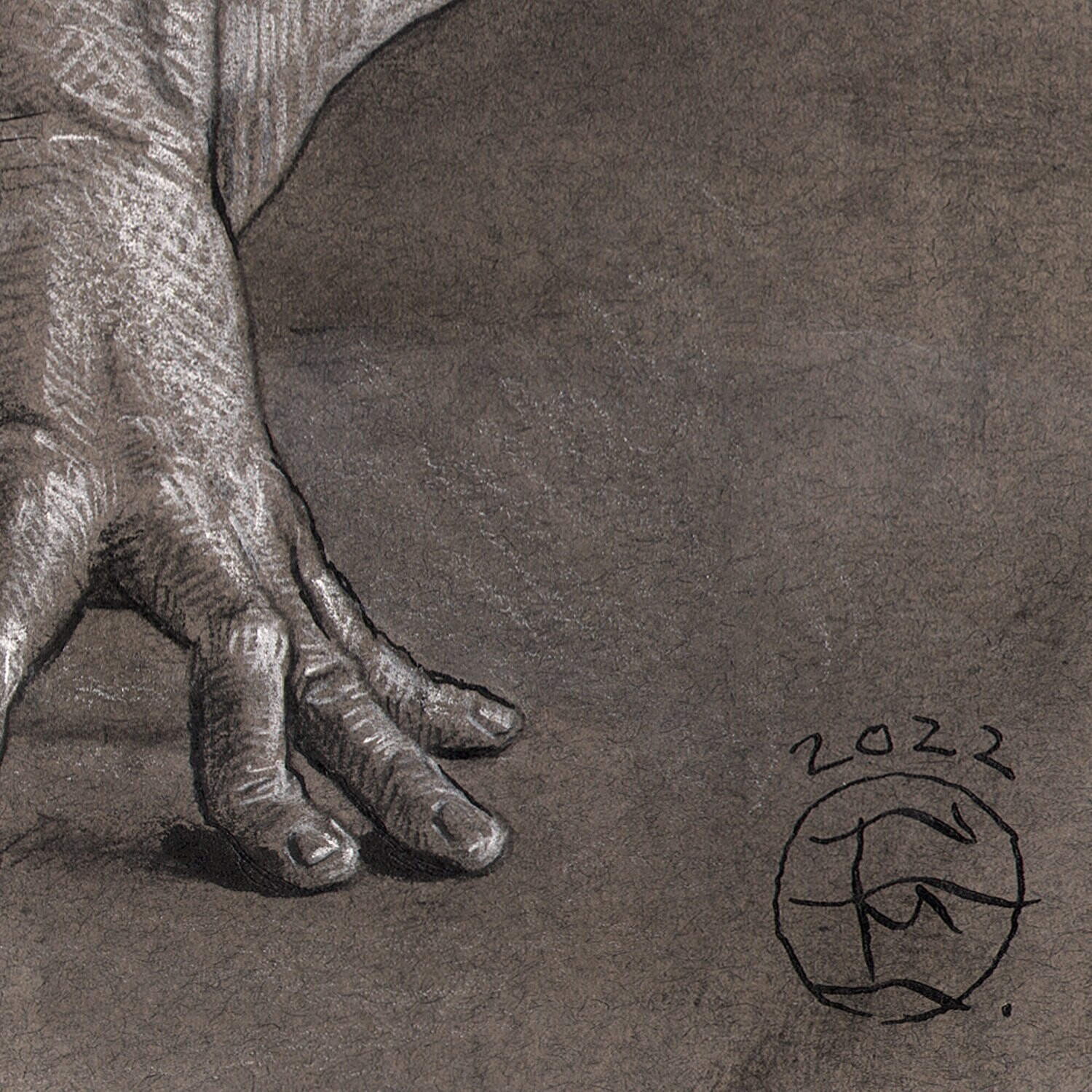 "The Thinker" Original Charcoal Drawing with Optional Frame | Free Shipping Worldwide
