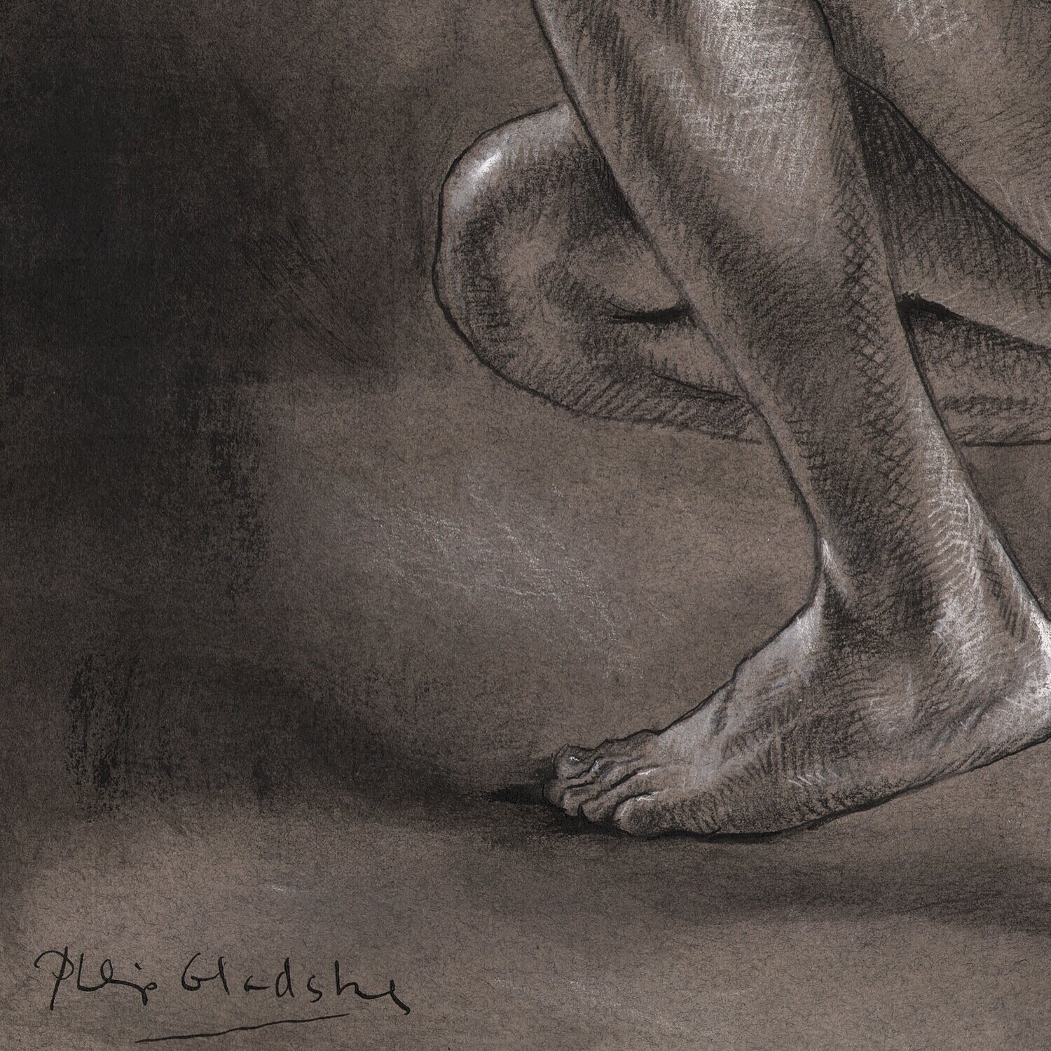 "The Thinker" Original Charcoal Drawing with Optional Frame | Free Shipping Worldwide