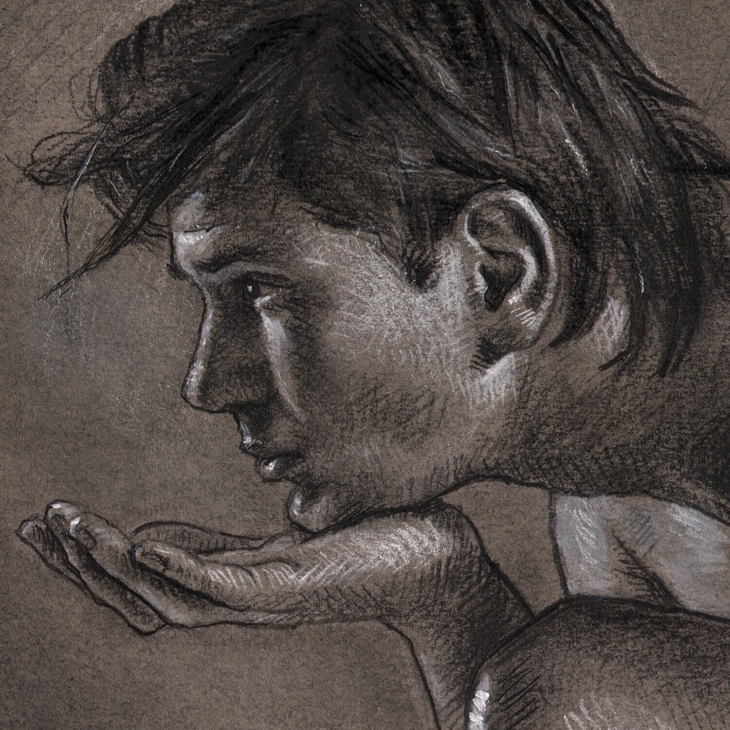 "The Thinker" Original Charcoal Drawing with Optional Frame | Free Shipping Worldwide