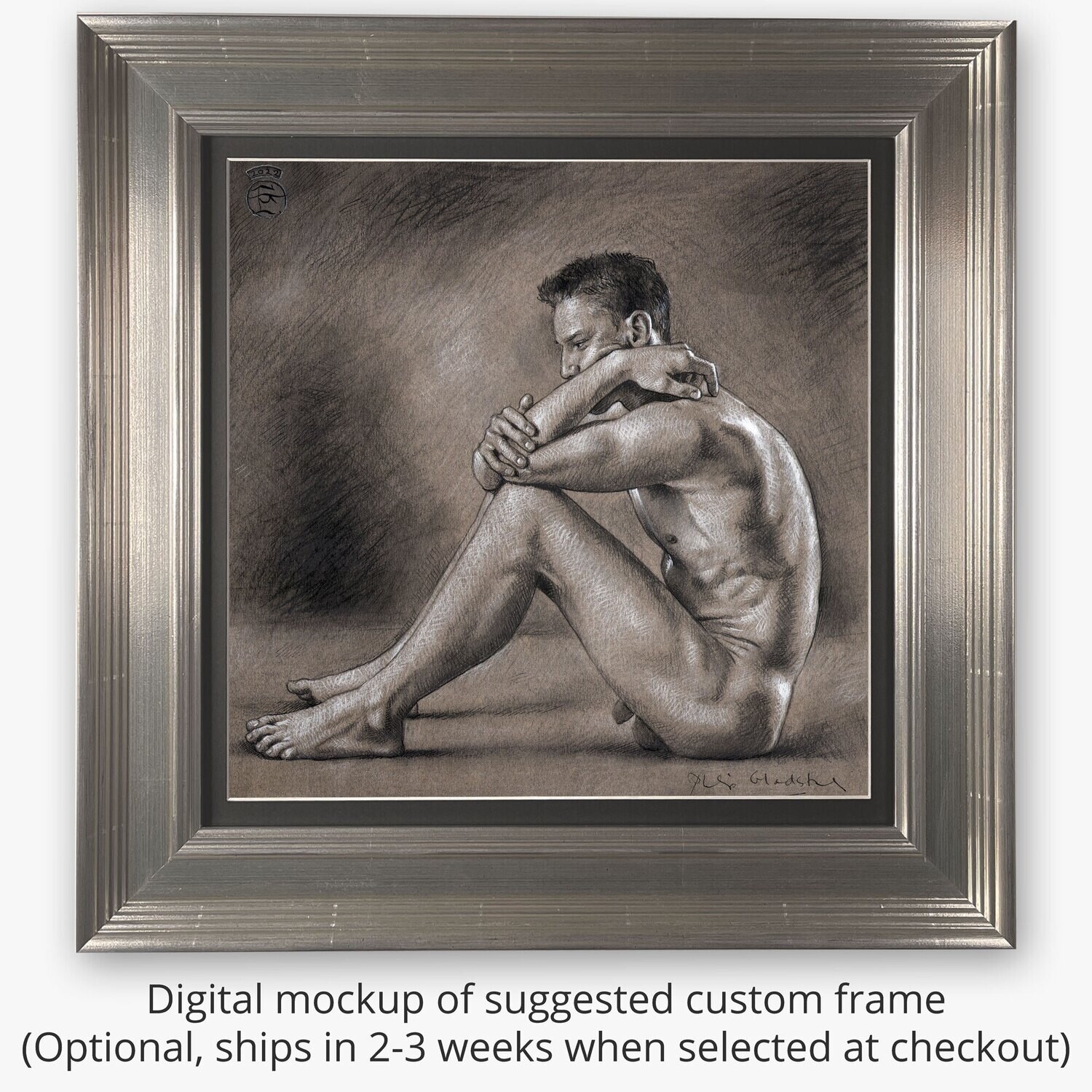 "Contained" Original Charcoal Drawing | Frame Option | Free Shipping Worldwide