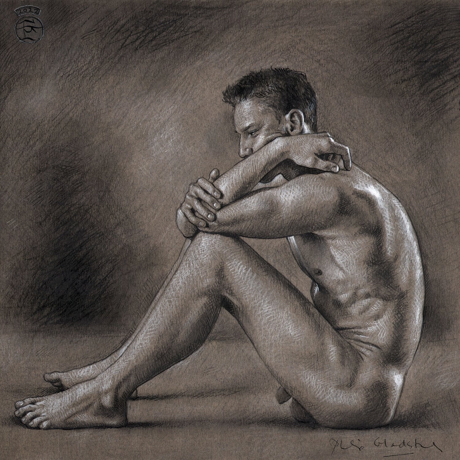 &quot;Contained&quot; Original Charcoal Drawing | Frame Option | Free Shipping Worldwide, Framed or unframed?: Unframed (ships immediately)