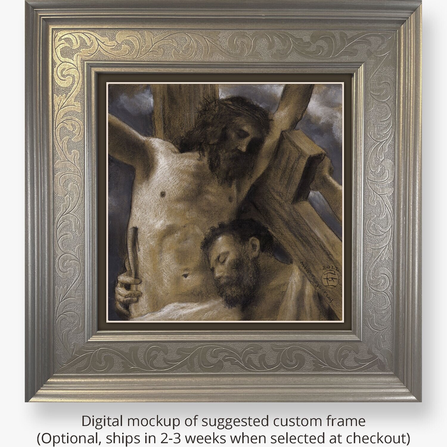 "Compassion" (after Bouguereau) Original Mixed-Media Drawing | Frame Option | Free Shipping Worldwide