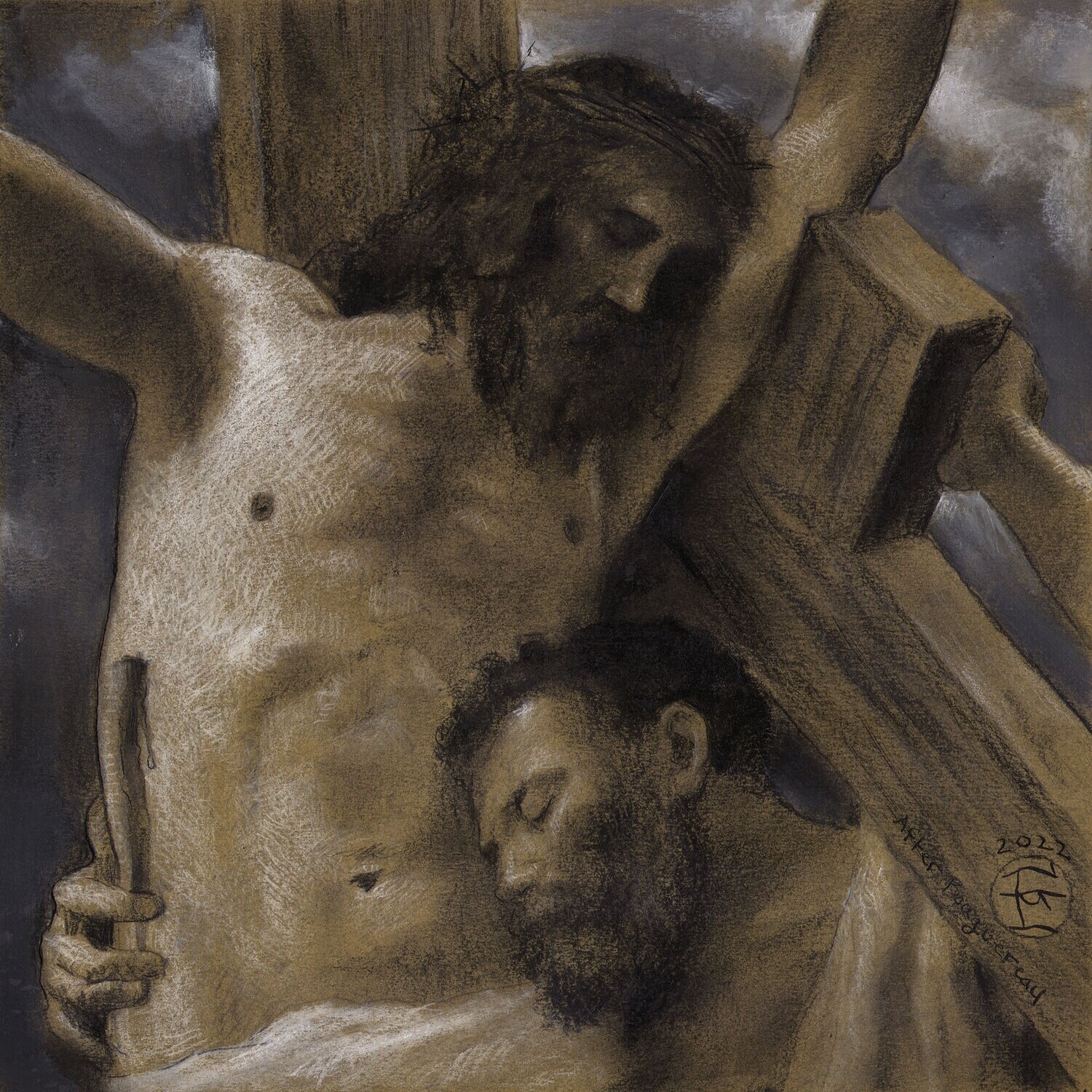 "Compassion" (after Bouguereau) Original Mixed-Media Drawing | Frame Option | Free Shipping Worldwide
