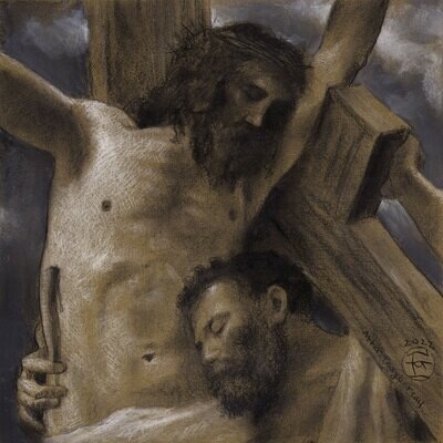"Compassion" (after Bouguereau) Original Mixed-Media Drawing | Frame Option | Free Shipping Worldwide