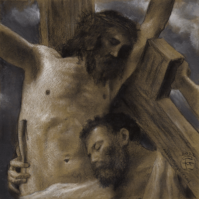 &quot;Compassion&quot; (after Bouguereau) Original Mixed-Media Drawing | Frame Option | Free Shipping Worldwide