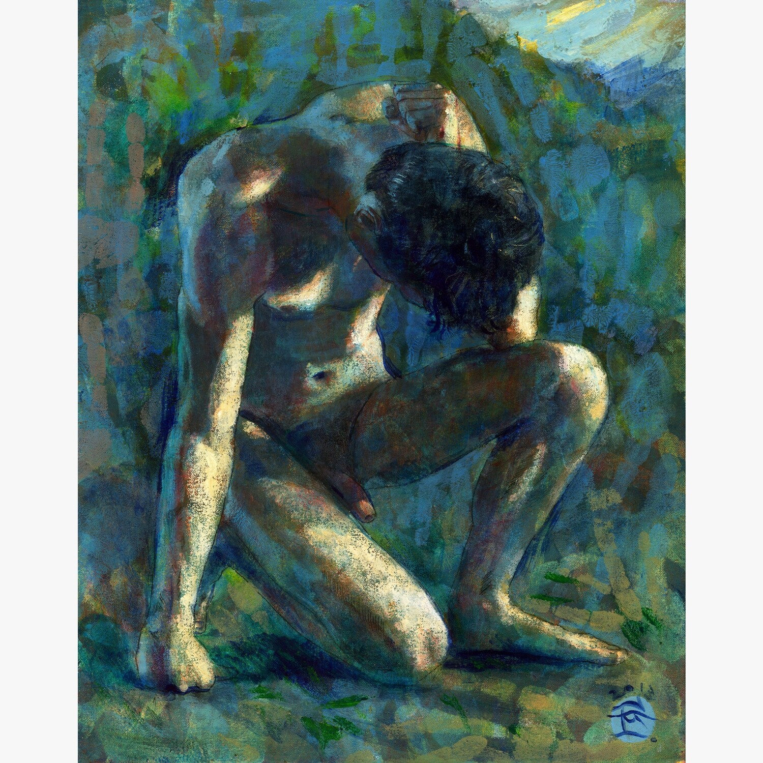 "Blue Nude (Out of Hand)" Original Painting on Canvas | Frame Option | Free Shipping Worldwide, Framed or unframed?: Unframed (ships immediately)