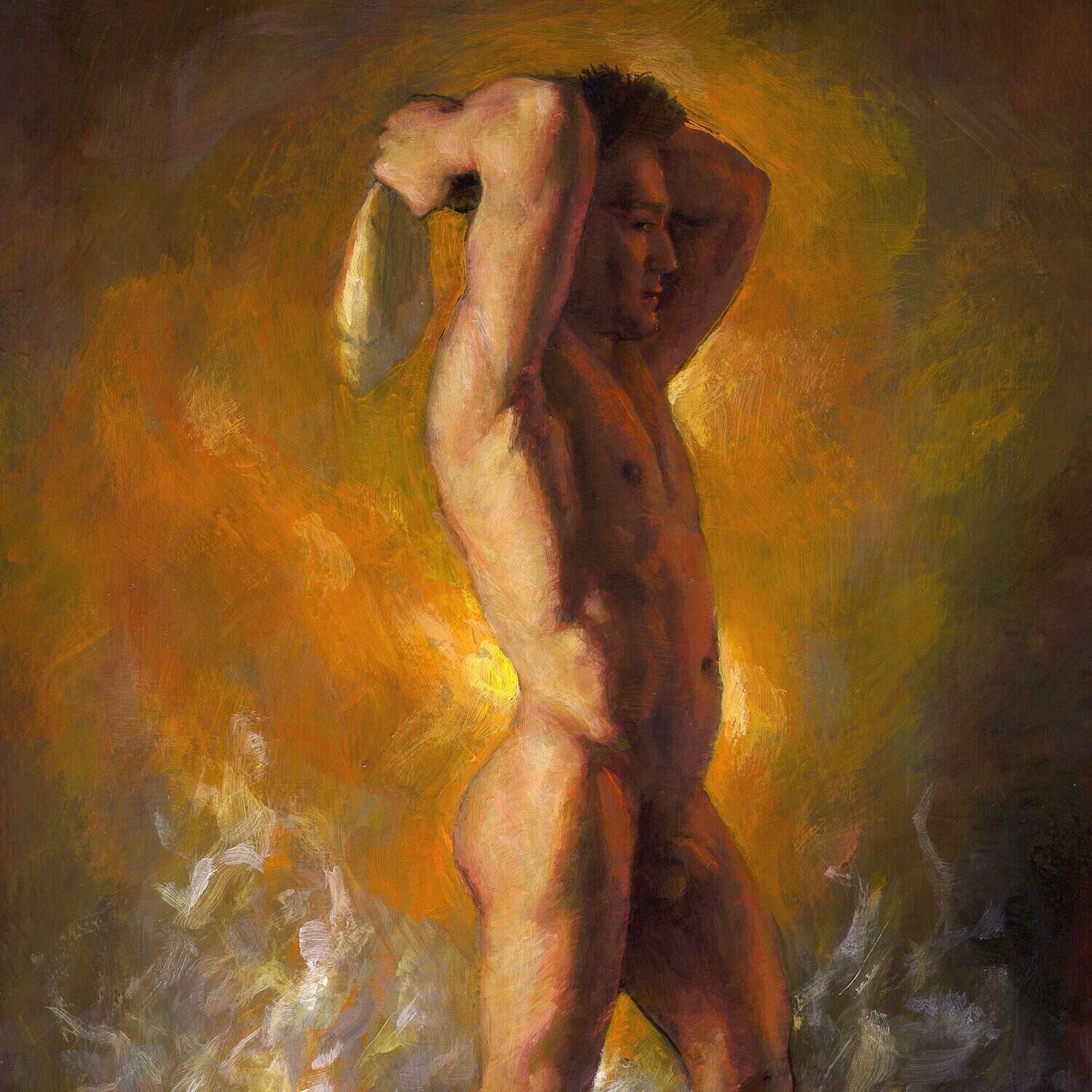 "The Hot Bath" Original Painting on Panel | Free Shipping Worldwide