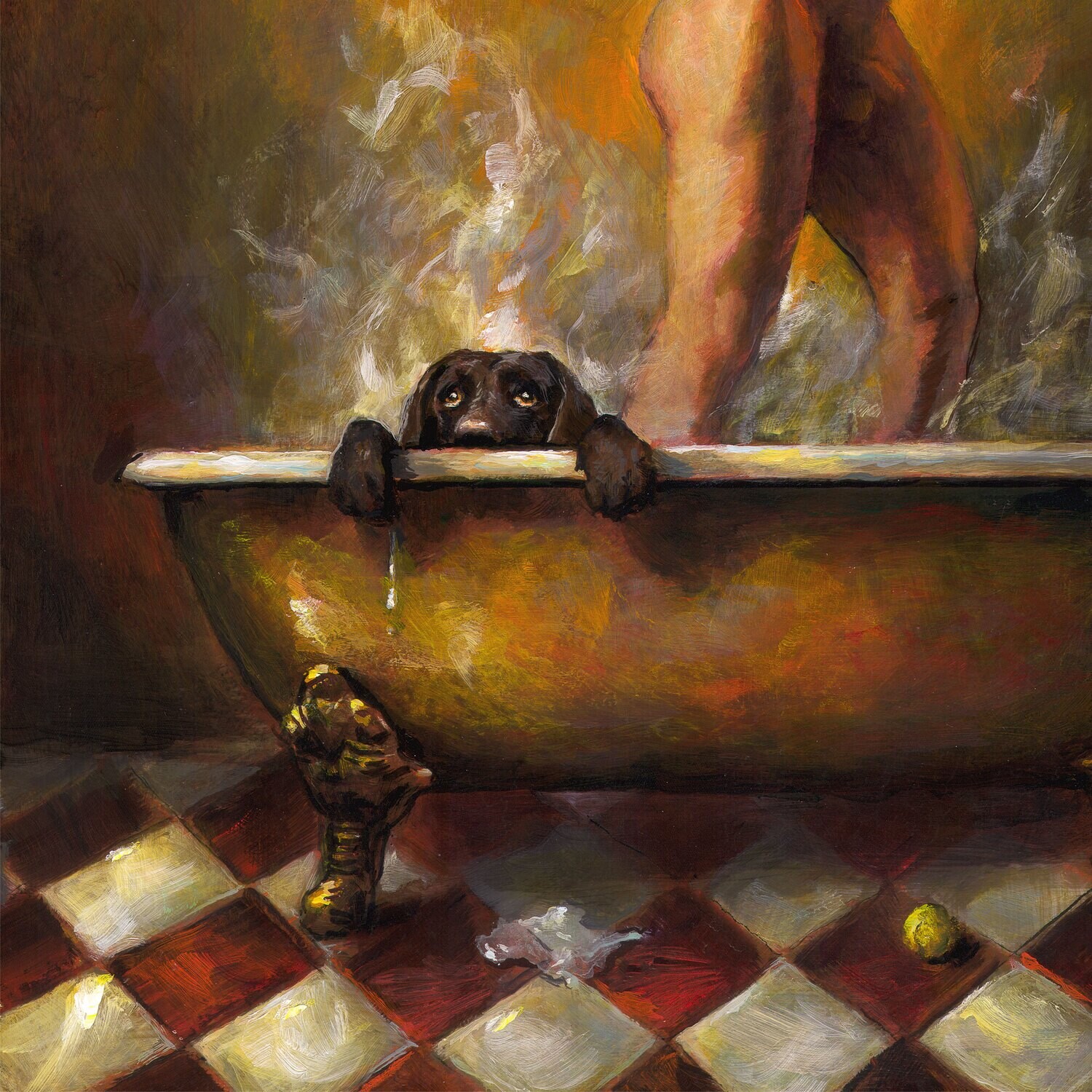 "The Hot Bath" Original Painting on Panel | Free Shipping Worldwide