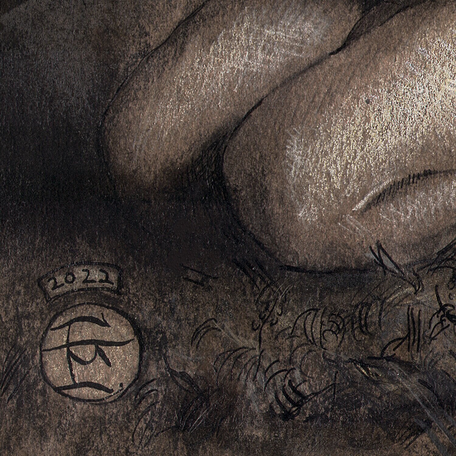 "Bathers" Original Mixed-Media Drawing with Framing Option | Free Shipping Worldwide