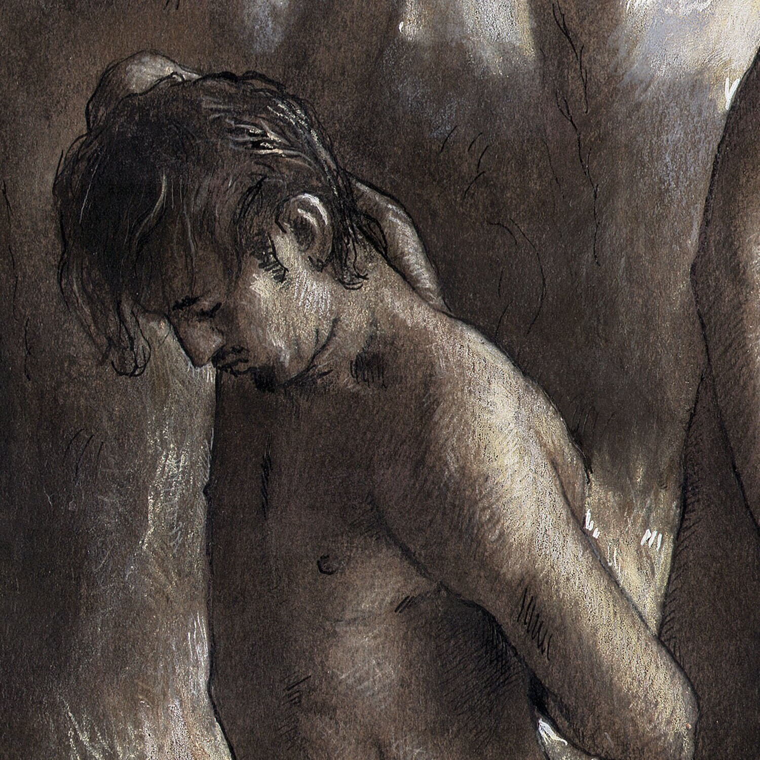 "Bathers" Original Mixed-Media Drawing with Framing Option | Free Shipping Worldwide