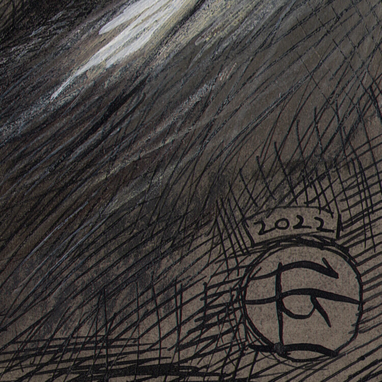"Contained" Original Grisaille Work on Paper