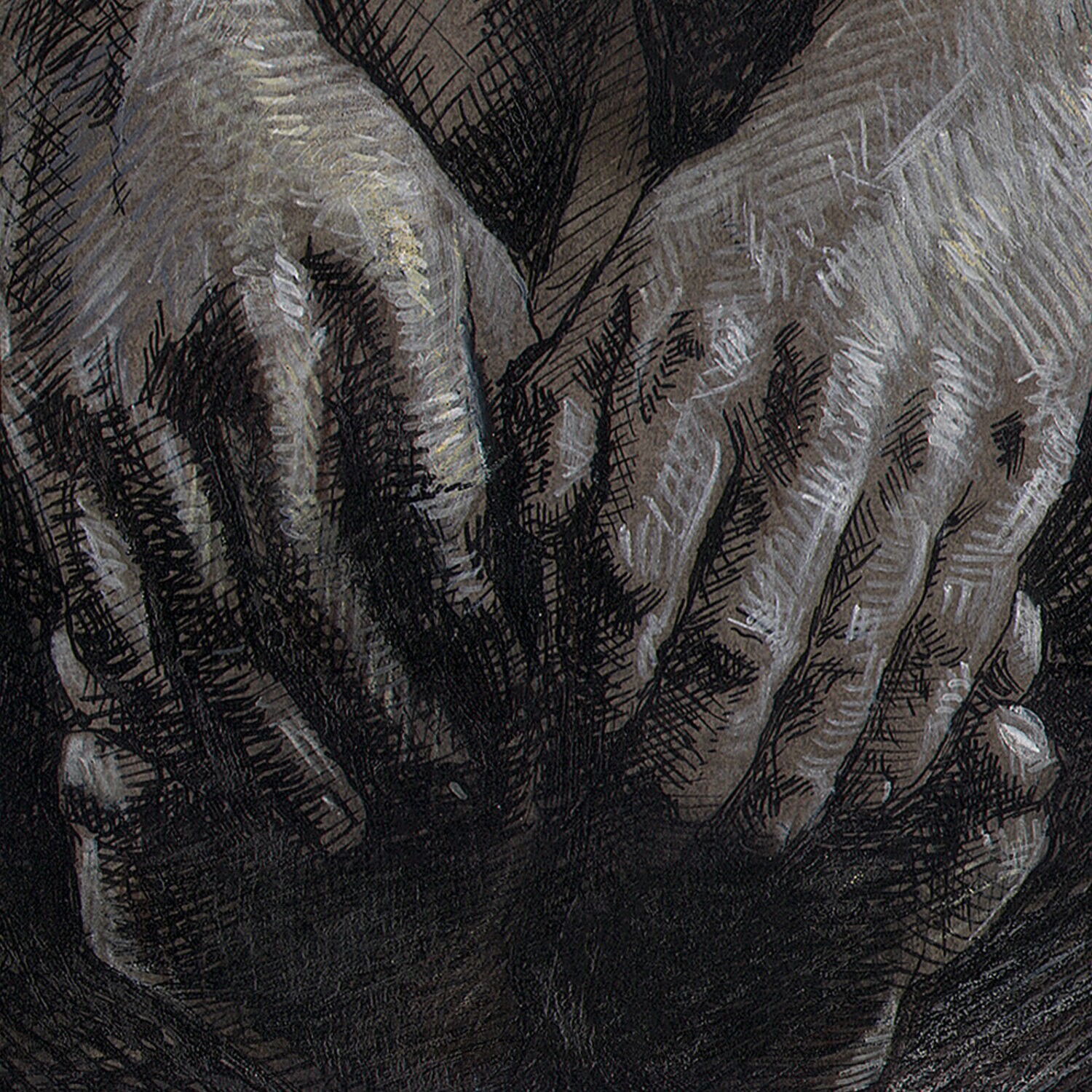 "Contained" Original Grisaille Work on Paper