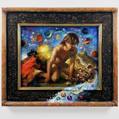 &quot;The Day the Prince Let It All Slip Away&quot; Original Painting on Panel with Artist&#39;s Frame | Free Shipping Worldwide