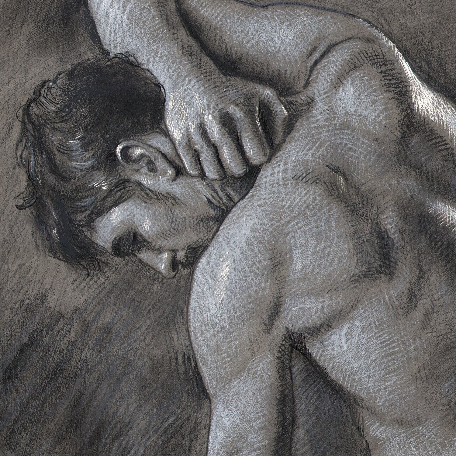 "The Thinker" Original Grisaille Drawing | Free Shipping Worldwide