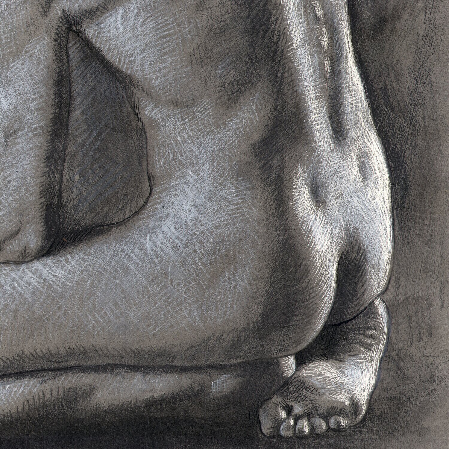 "The Thinker" Original Grisaille Drawing | Free Shipping Worldwide
