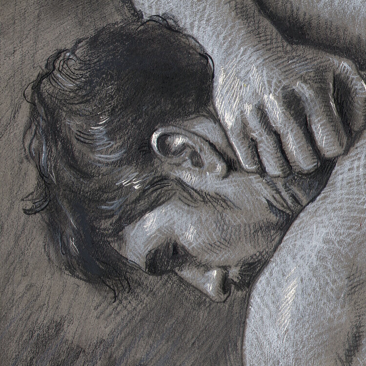 "The Thinker" Original Grisaille Drawing | Free Shipping Worldwide