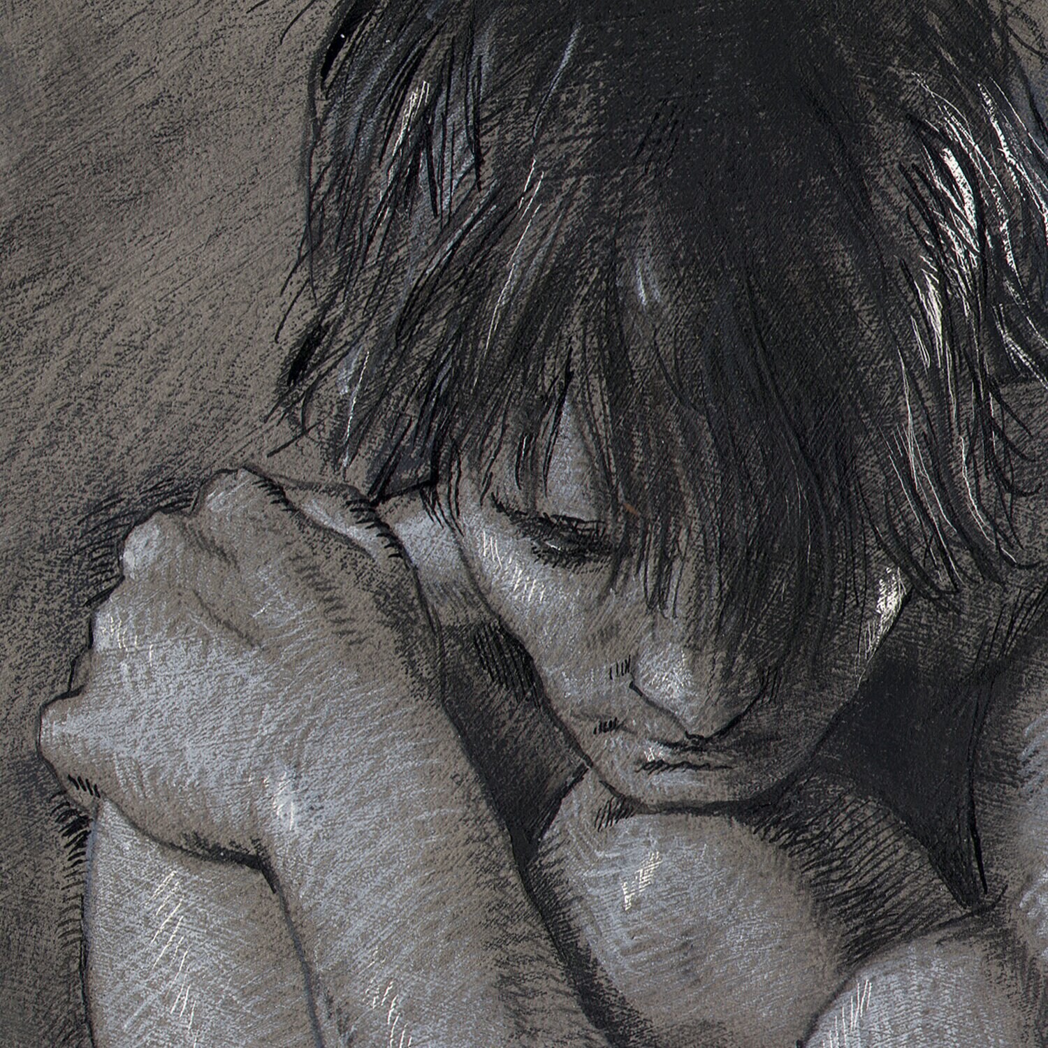 "The Ponderer" Original Grisaille Drawing | Free Shipping Worldwide