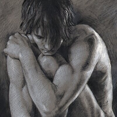 "The Ponderer" Original Grisaille Drawing | Free Shipping Worldwide