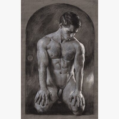 &quot;Awaiting&quot; Original Grisaille Work on Paper | Free Shipping Worldwide