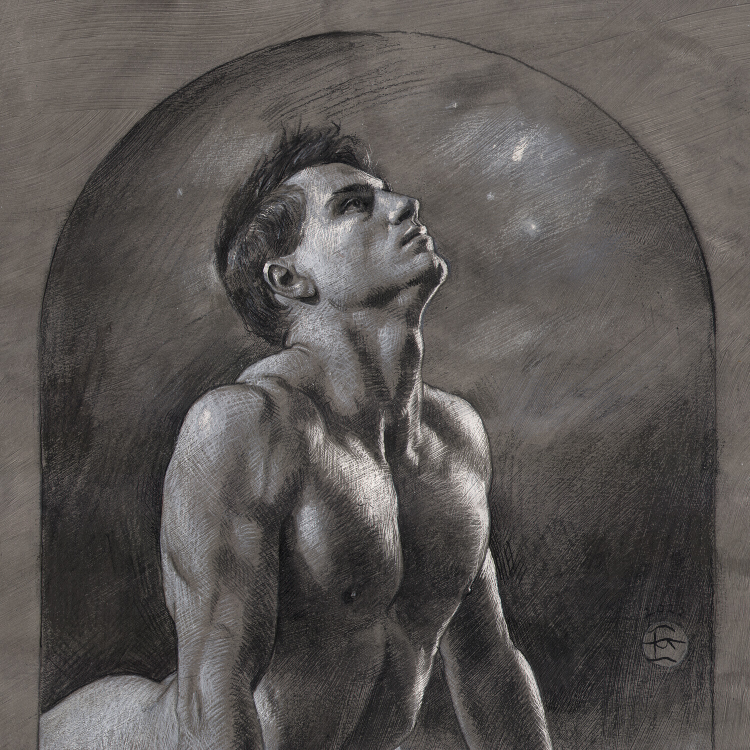 "The Yearning" Original Grisaille Work on Paper | Free Shipping Worldwide