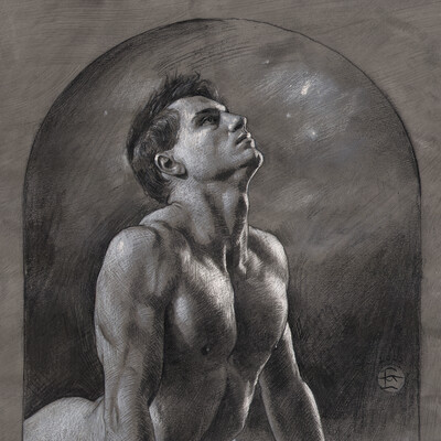 "The Yearning" Original Grisaille Work on Paper | Free Shipping Worldwide