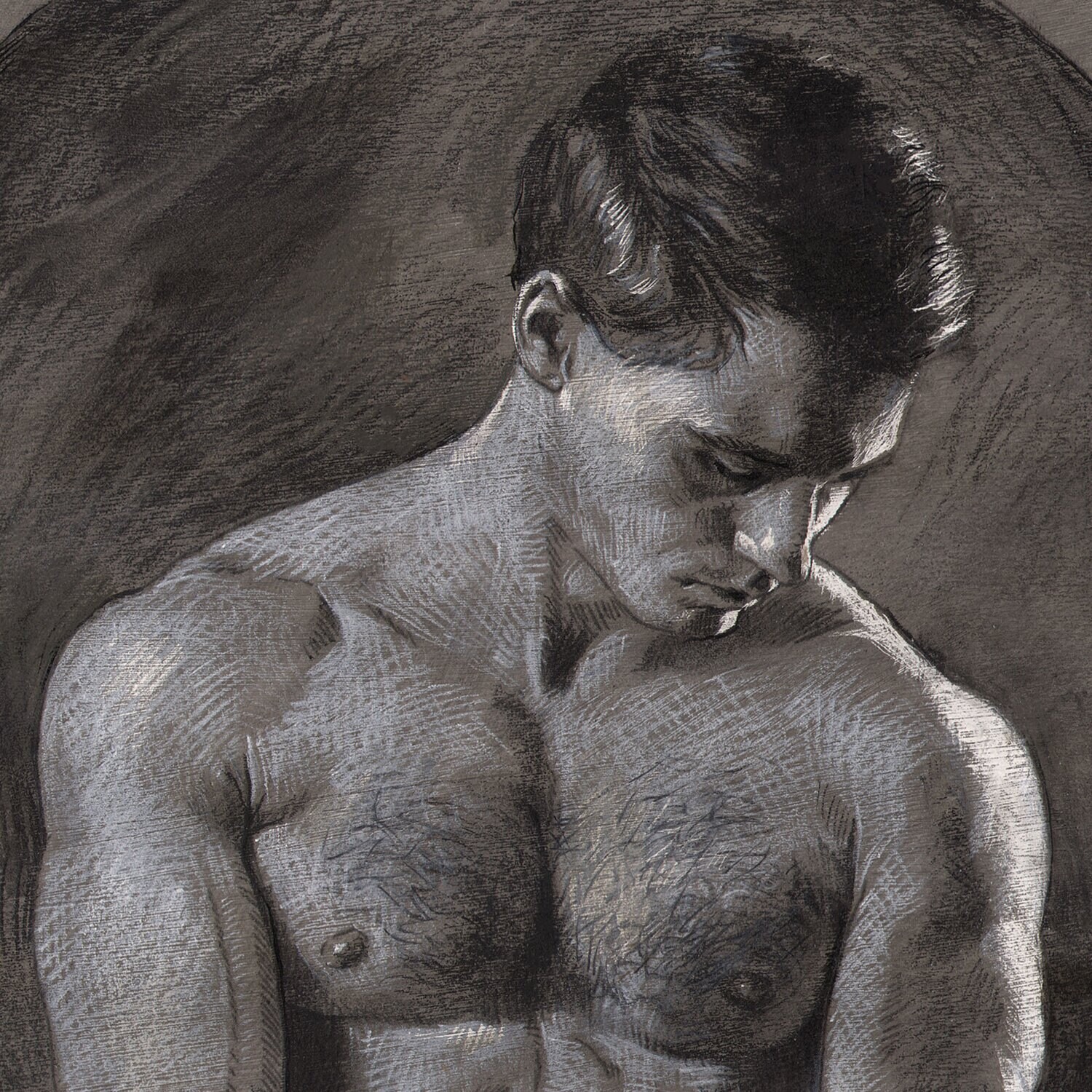 "Awaiting" Original Grisaille Work on Paper | Free Shipping Worldwide
