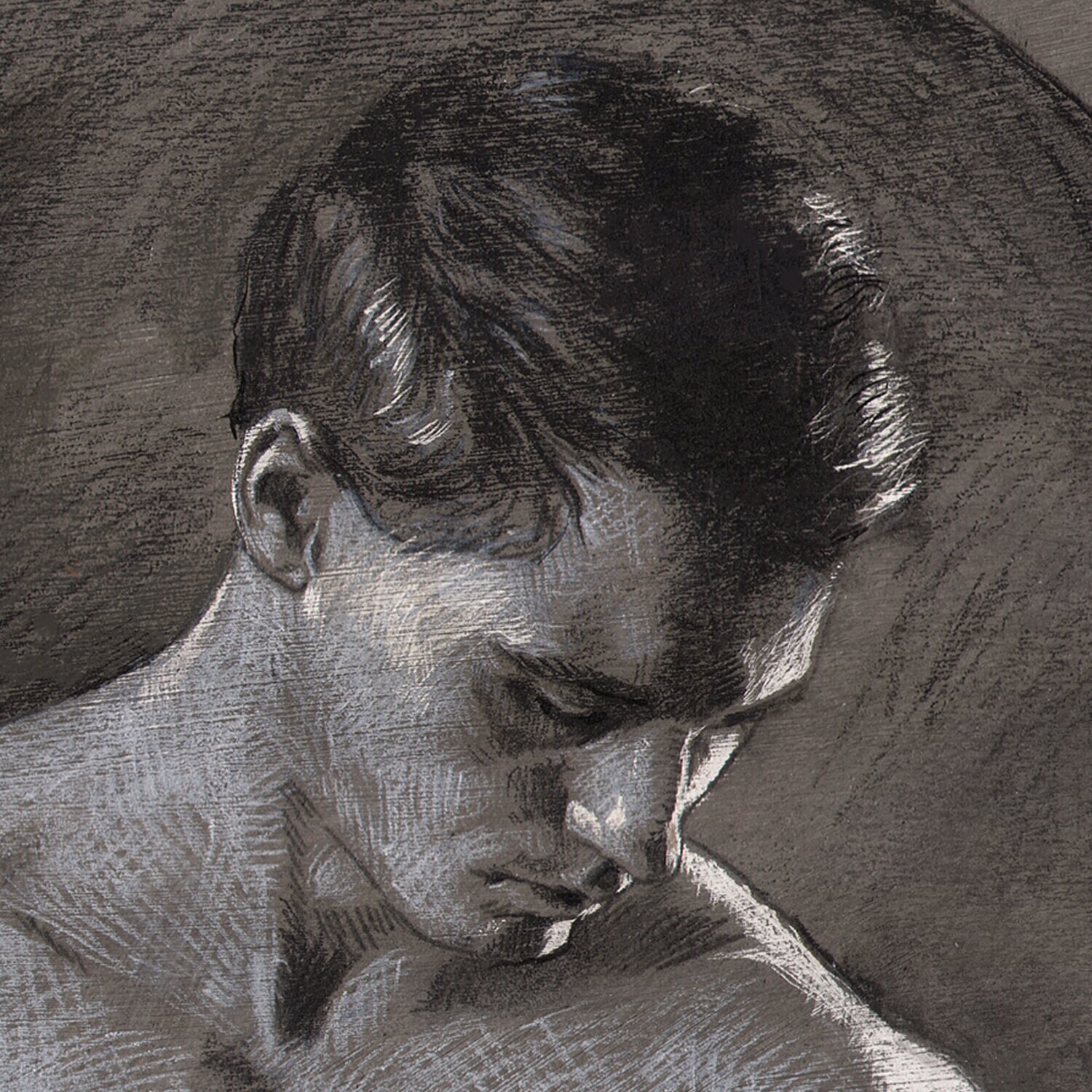 "Awaiting" Original Grisaille Work on Paper | Free Shipping Worldwide