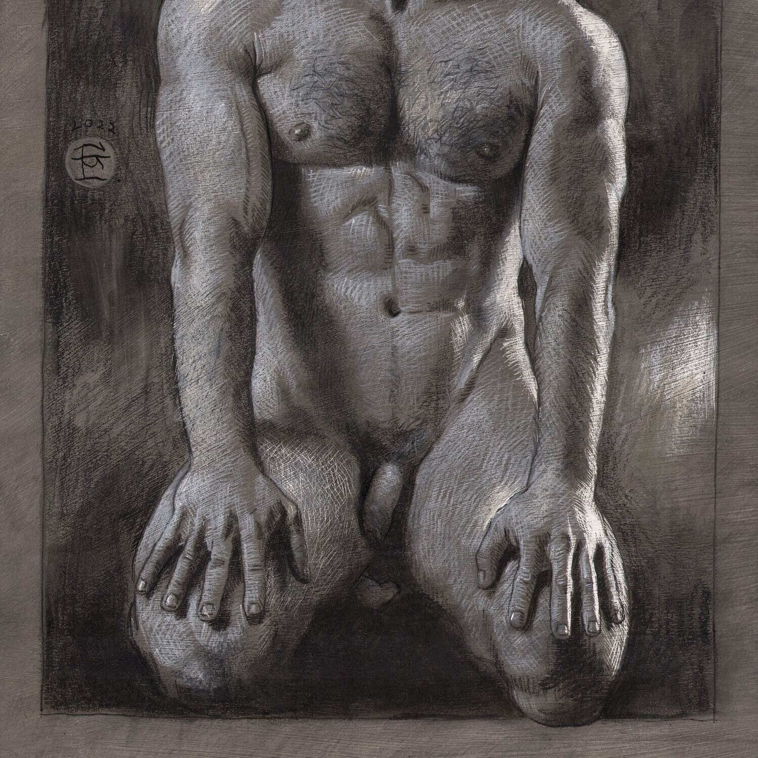 "Awaiting" Original Grisaille Work on Paper | Free Shipping Worldwide