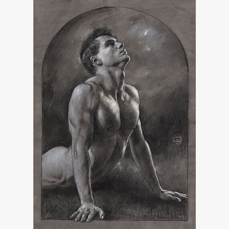 "The Yearning" Original Grisaille Work on Paper | Free Shipping Worldwide