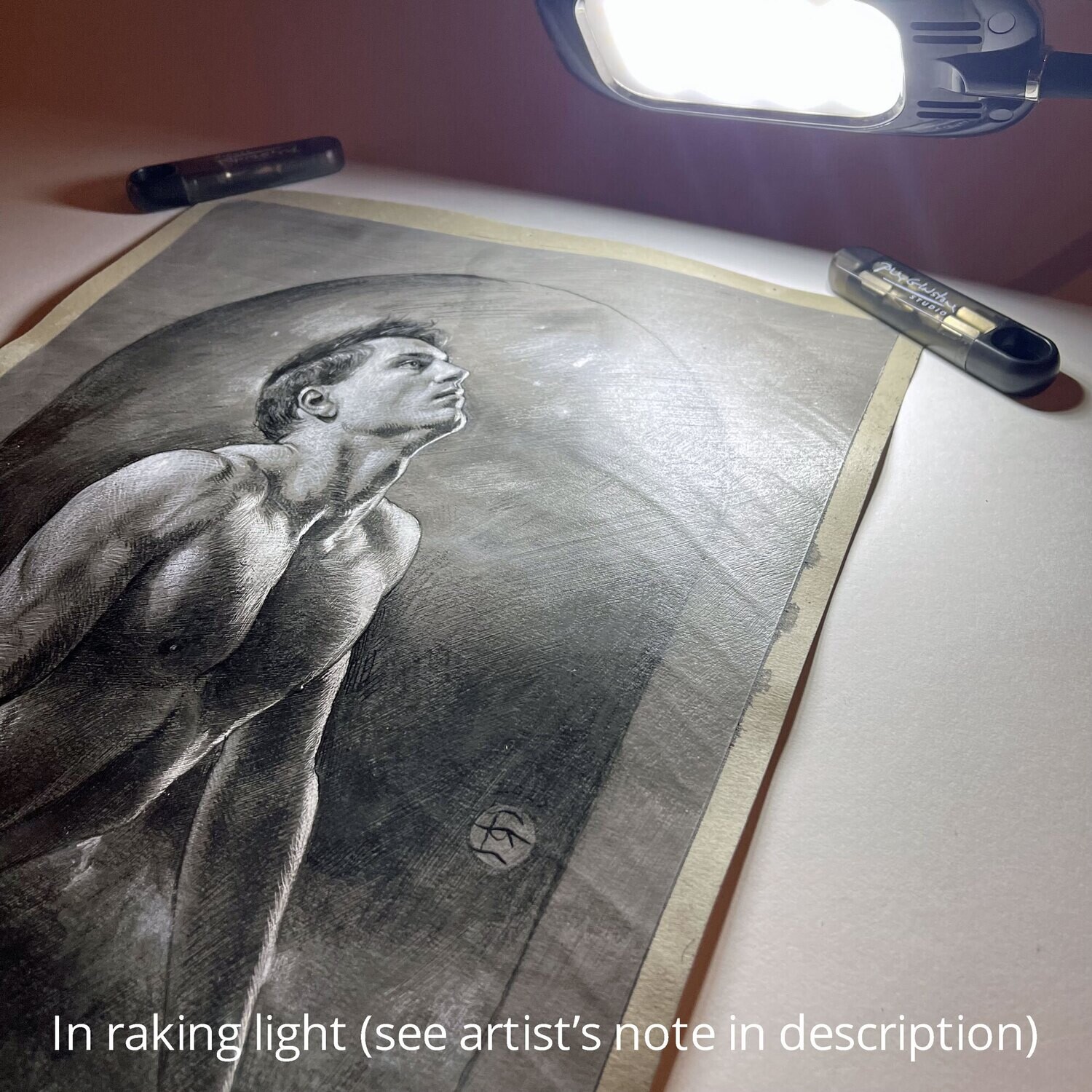 "The Yearning" Original Grisaille Work on Paper | Free Shipping Worldwide