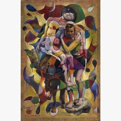 &quot;The Sweltering Summer&#39;s Good Samaritans&quot; Original Mixed-Media Work on Paper | Free Shipping Worldwide