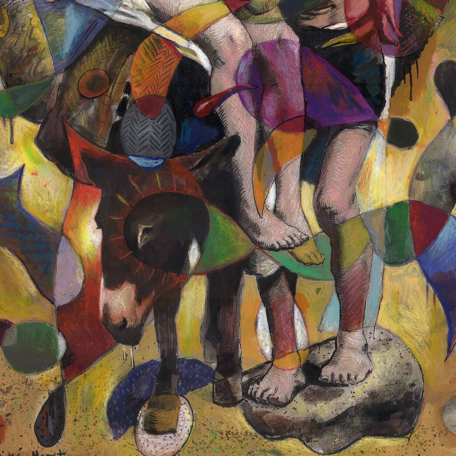 "The Sweltering Summer's Good Samaritans" Original Mixed-Media Work on Paper | Free Shipping Worldwide