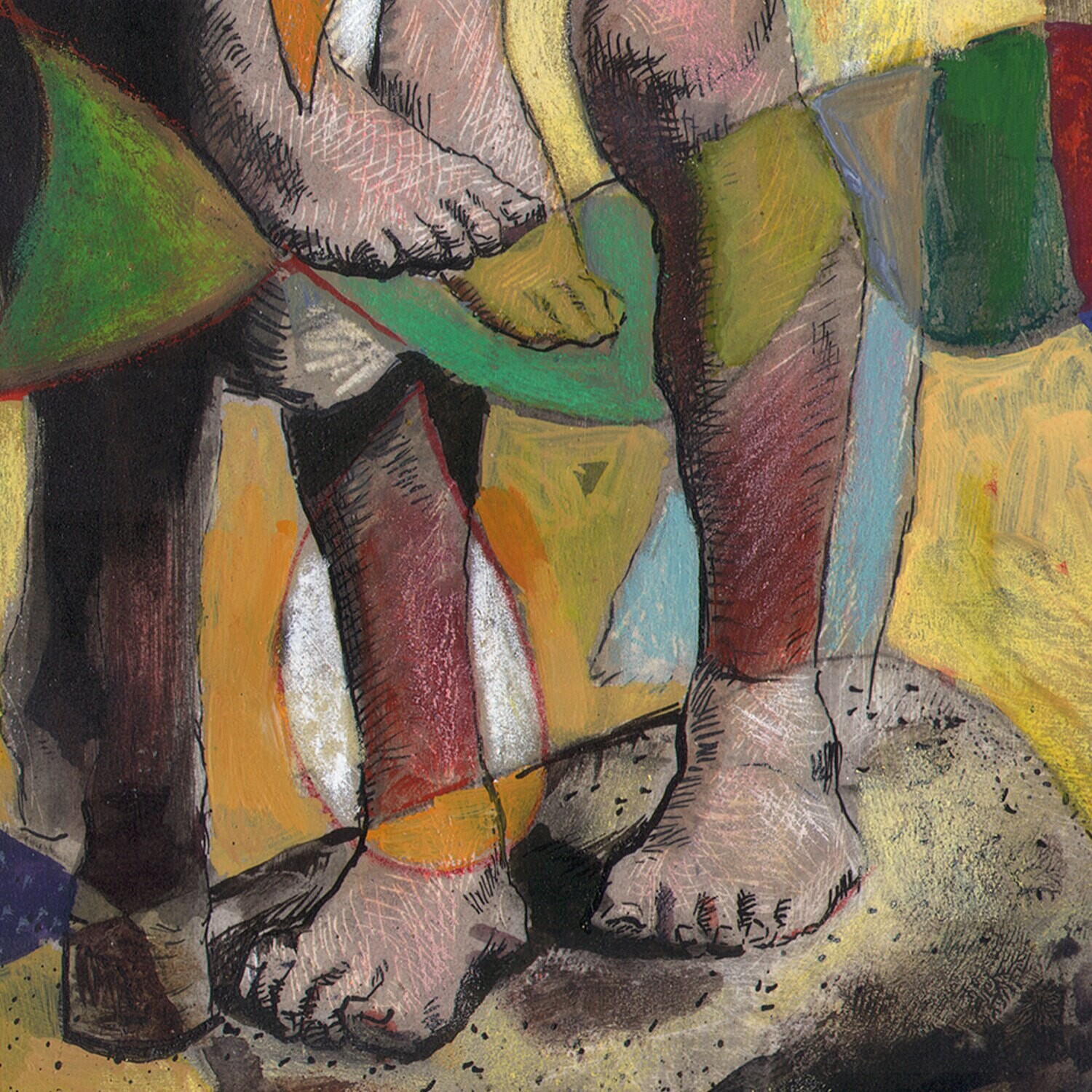 "The Sweltering Summer's Good Samaritans" Original Mixed-Media Work on Paper | Free Shipping Worldwide