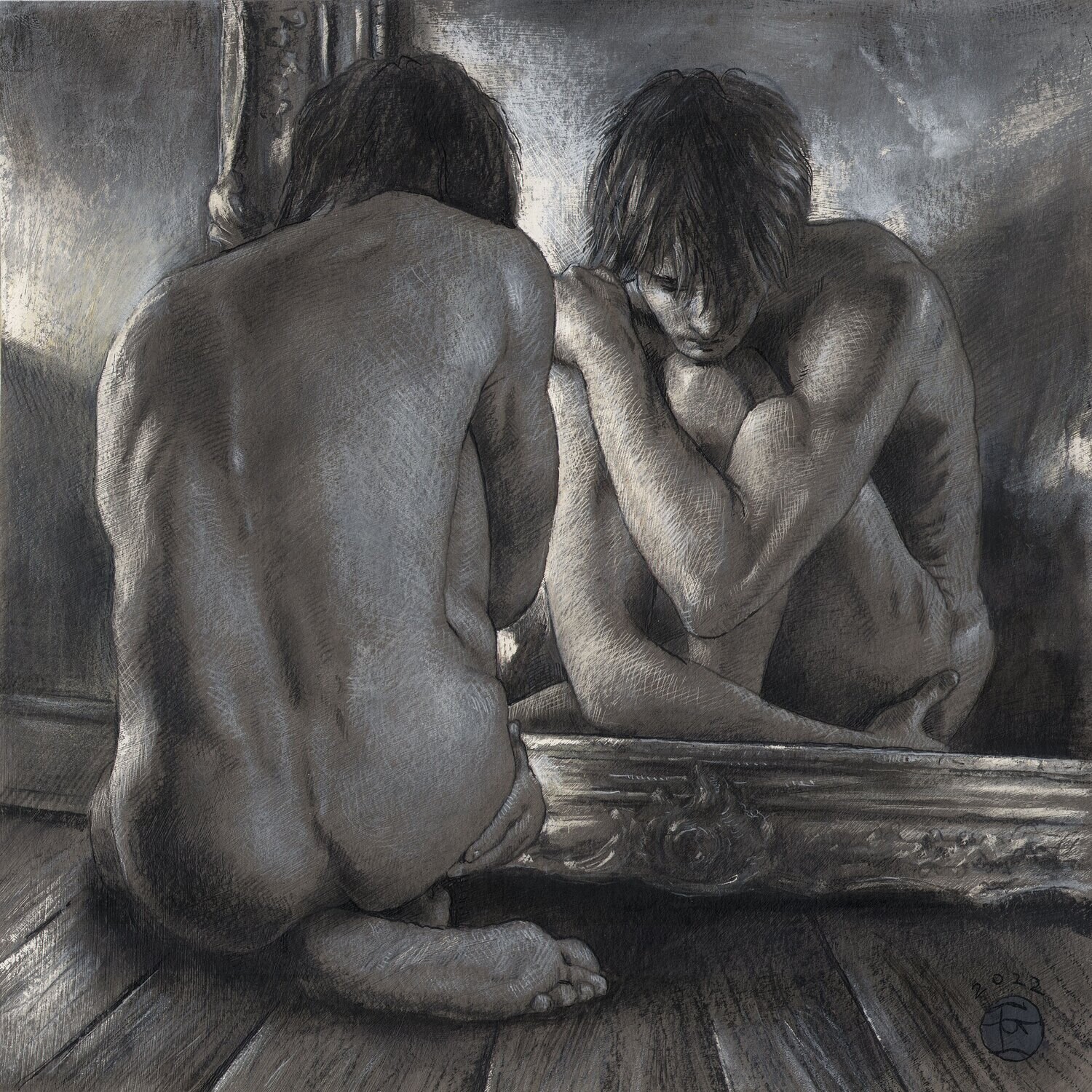 "Impatience" Original Grisaille Drawing | Free Shipping Worldwide