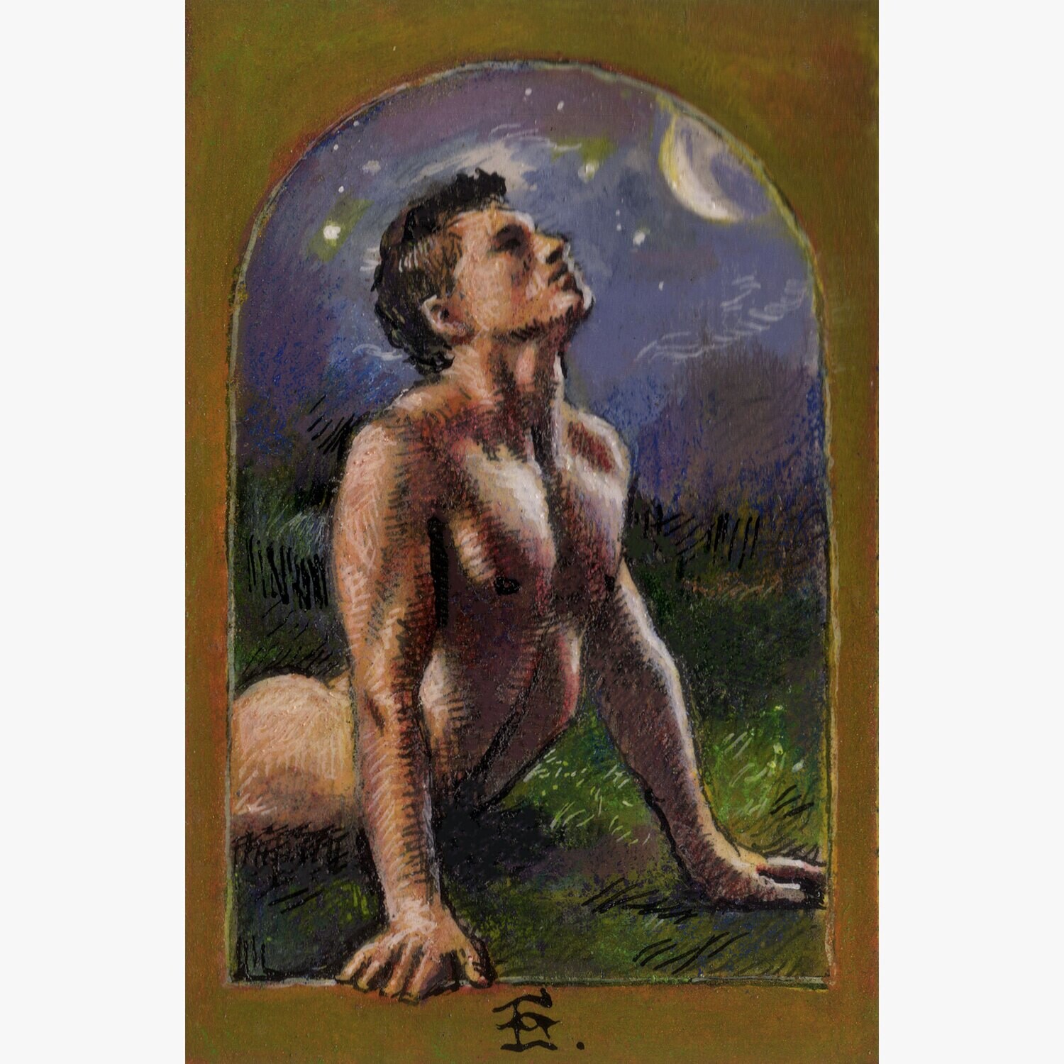 Miniature Painting "The Yearning" 3" X 2"