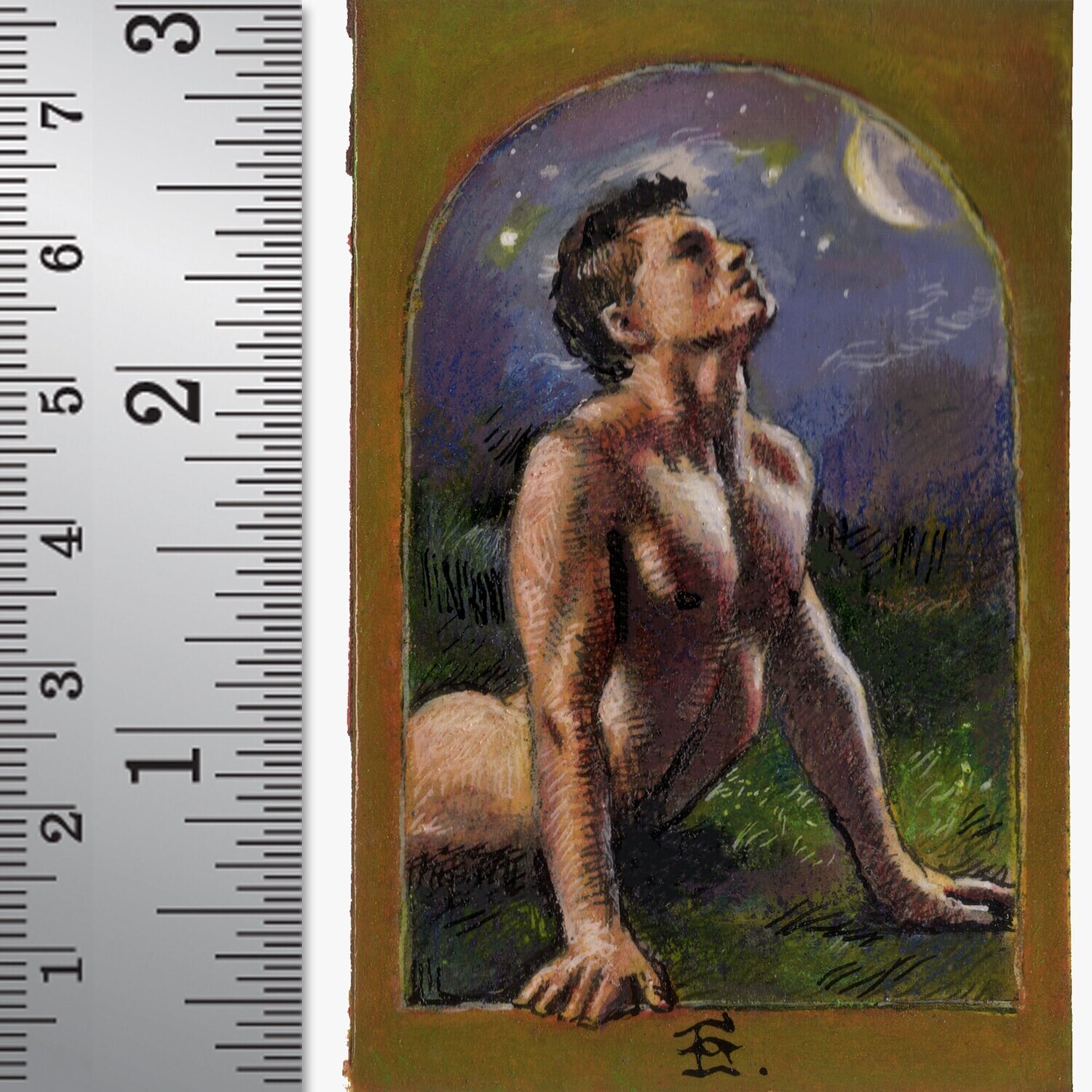 Miniature Painting "The Yearning" 3" X 2"