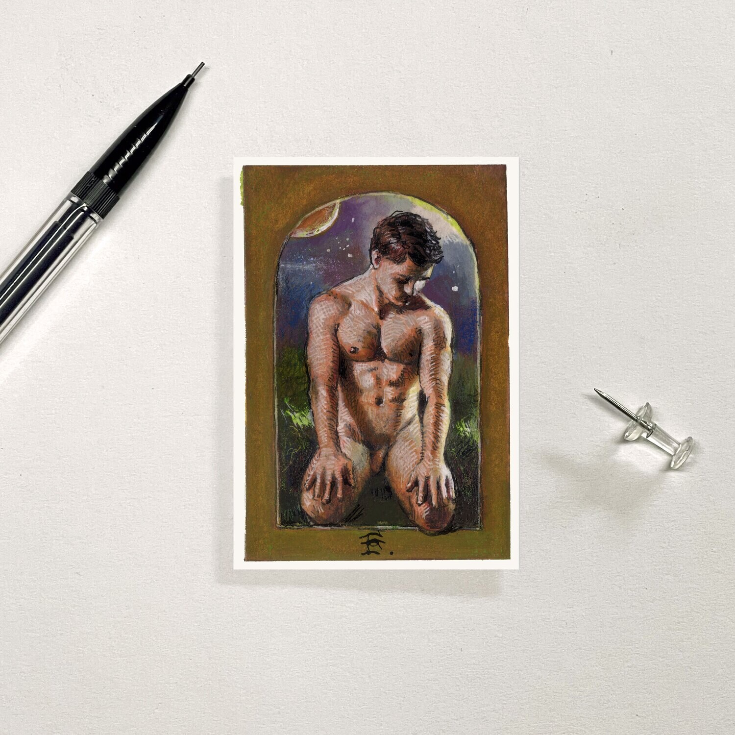 Miniature Painting &quot;Awaiting&quot; 3&quot; X 2&quot;