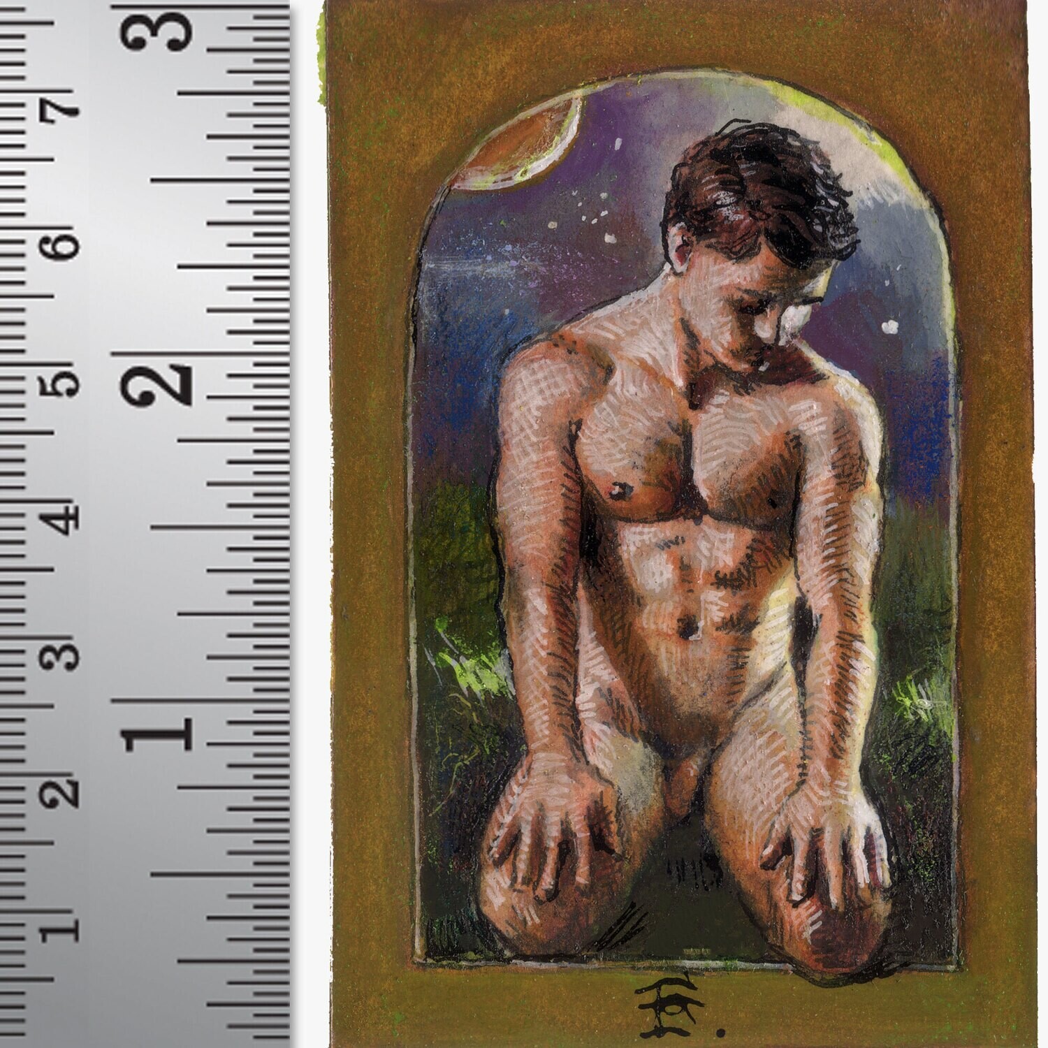 Miniature Painting "Awaiting" 3" X 2"