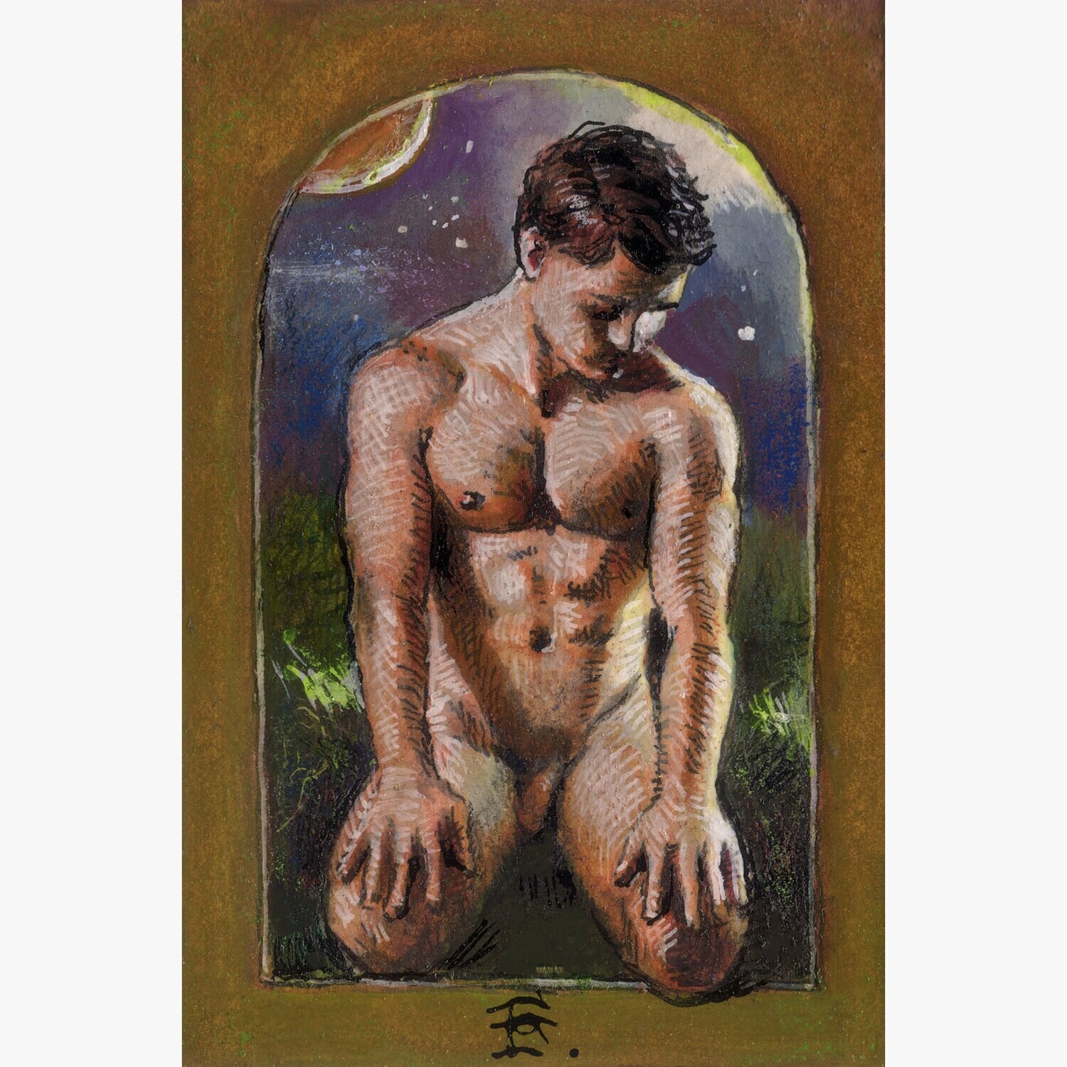 Miniature Painting "Awaiting" 3" X 2"